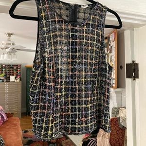 Vintage Silk hand beaded sheer tank top